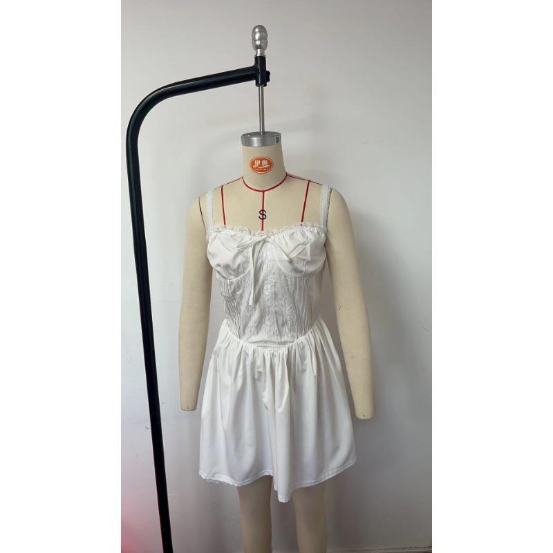 Модное элегантное кружевное платье с подтяжками, женское платье с открытой спиной для выпускного вечера, короткое женское плиссированное повседневное платье А-силуэта, женская одежда