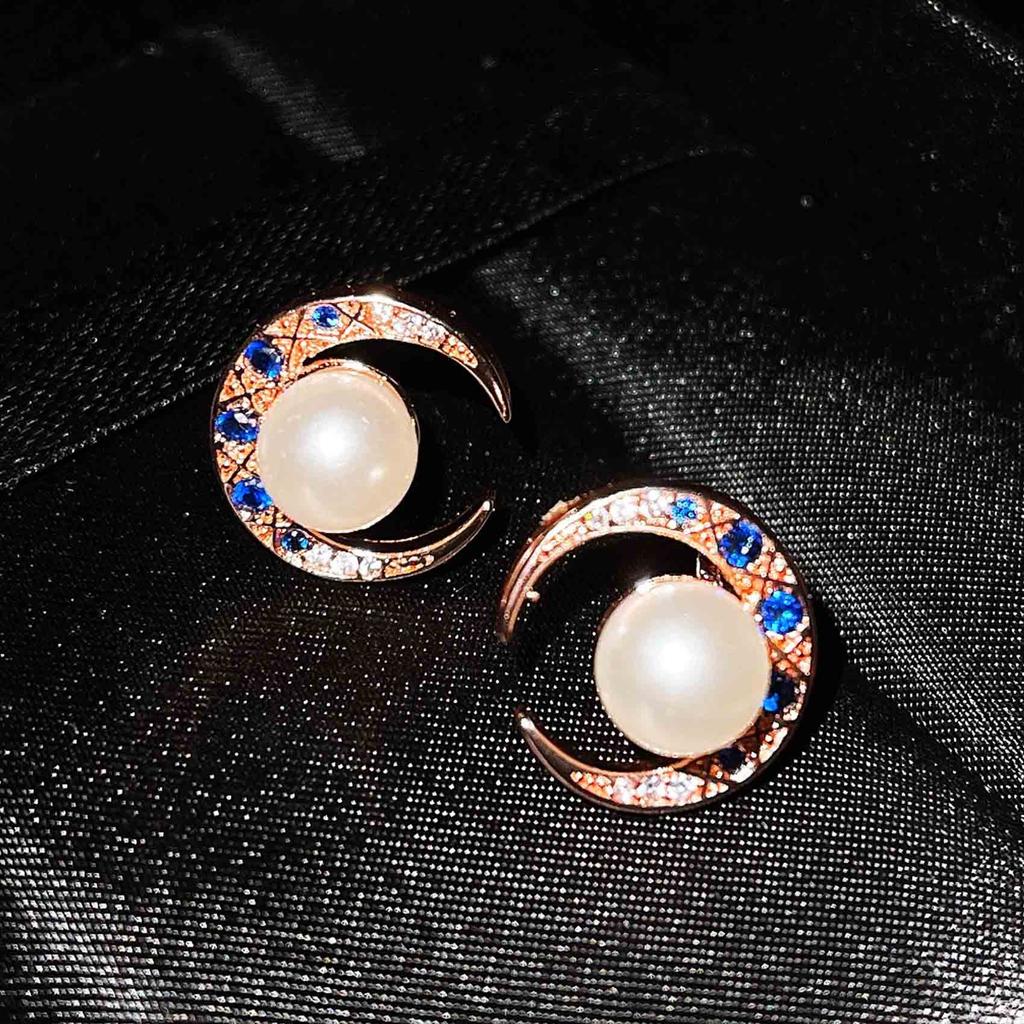 Нишевый Стиль Дизайна Ожерелье Креативный Подвеска с Жемчугом в Виде Луны, Серьги со Звездой и Луной, Кольцо с Жемчугом, Браслет Набор Для Женщин