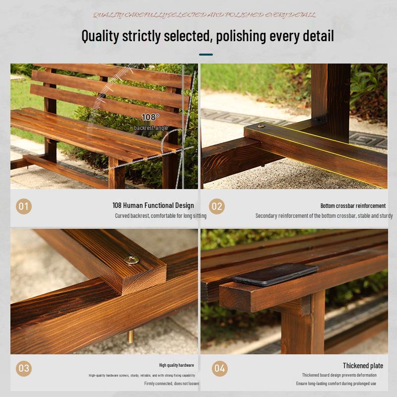 Outdoor Waterproof Anti-corrosion Wood Park Bench with Backrest