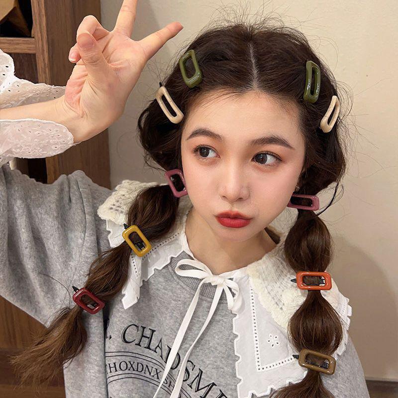 2 шт., заколка для волос Mini Bb карамельного цвета, маленькая прямоугольная шпилька, простая заколка Ins Style, заколка с боковой заколкой, головной убор для девочек, аксессуары для волос