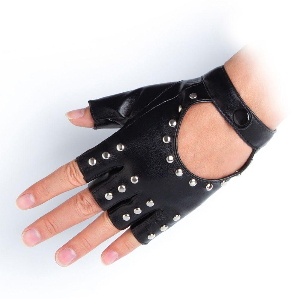 Punk Dance Outdoors Fingerless Gloves Rivets Gloves Fashion Accessories Pu Leather Mittens