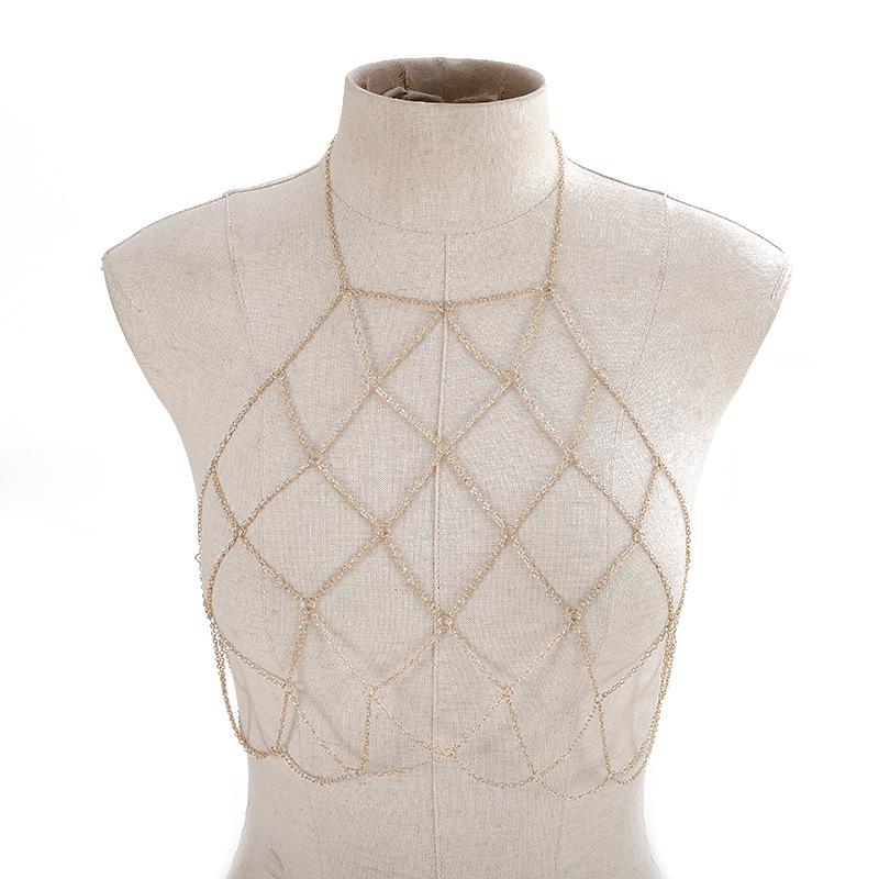 Шикарная летняя геометрическая сетчатая цепочка для тела: Европейская и американская пляжная мода