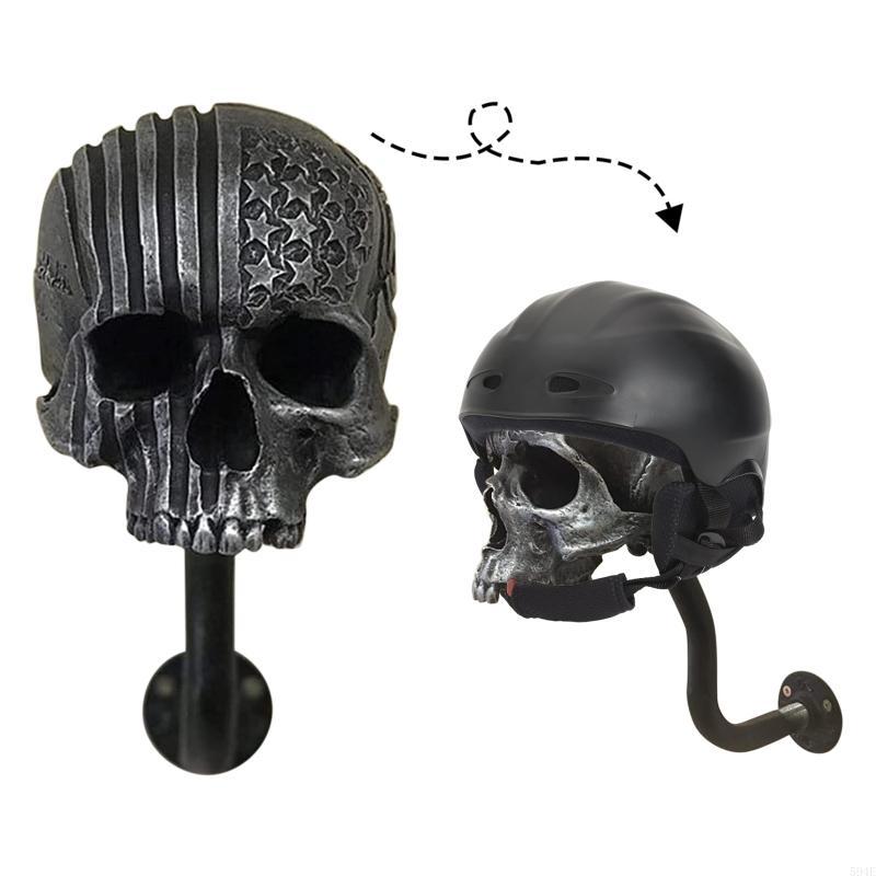 594E Motorcycle Helmet Rack Helmet Holder Skull With Beard-Helmet Rack Wall Mount Helmet Display Stand for Jacket Hanger