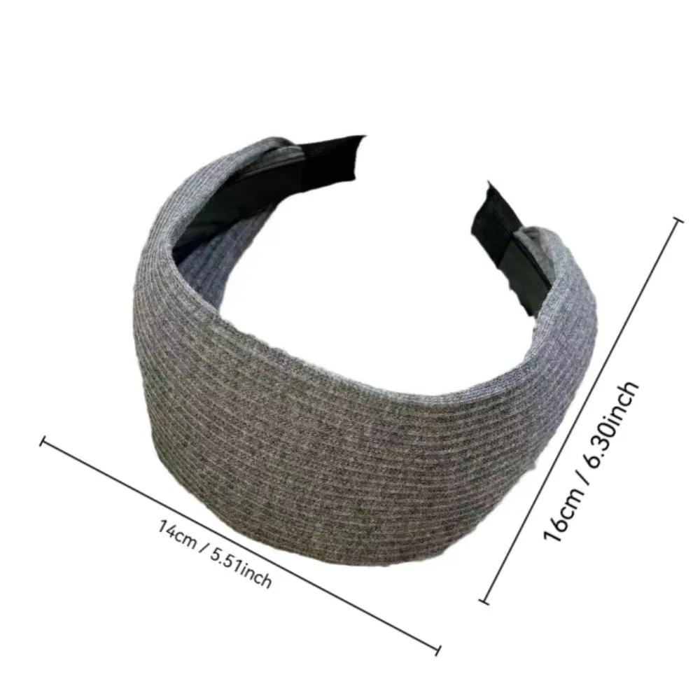 Solid Color Wide Edge Striped Yarn Headband High Head Headband French Gentle Atmosphere Hair Accessory