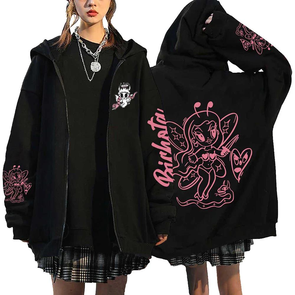Куртка на молнии Karol G Bichota Print Hip Hop Streetwear Manana Sera Bonito Толстовки Свободные повседневные флисовые толстовки Одежда Y2K