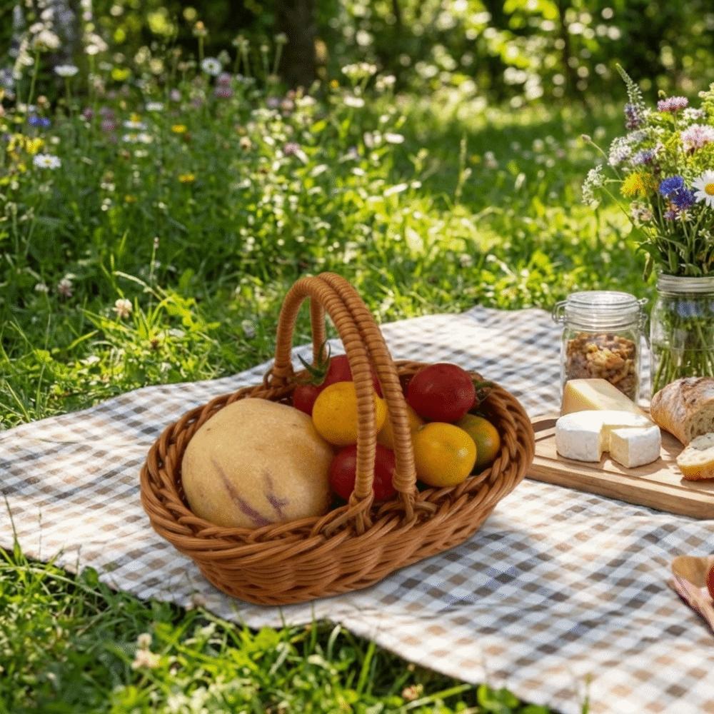 Simple Imitation Rattan Storage Basket Household Portable Fruit Storage Baskets Decorative Save Space Handheld Gift Box