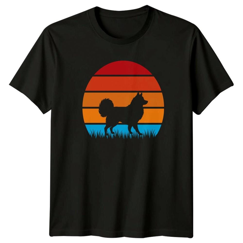 Alaskan Klee Kai Dog Retro Sunset TShirt Dog Silhouette Pet Owner