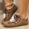 Fashion Women's Shoes Vintage Leopard Print Flat Heel Sneaker Women 2025 Patchwork Lace Up Tennis Shoes Woman Light Non Slip Sport Shoes