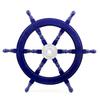 Nautical Handcrafted Wooden Ship Wheel - Home Wall Decor (12 Inches, Dark Blue)