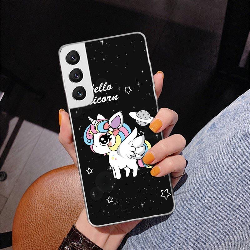 Pink Unicorn Rainbow Phone Case For Samsung Galaxy S24 S25 Edge S26 Ultra S23 S22 S21 Plus S20 FE + Personalized Print Cover Gal