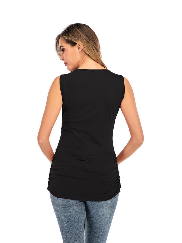New Round Neck Solid Color Maternity Nursing Tank Top