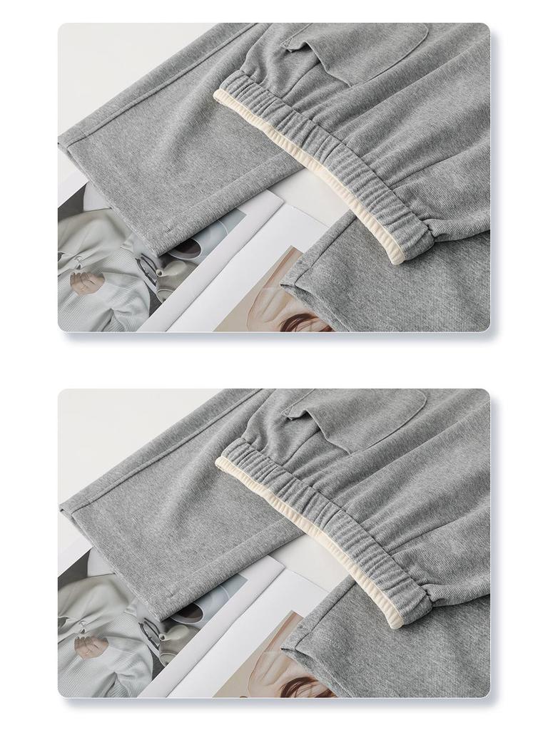 Women's Gray Wide-Leg Slimming Sweatpants - 2025 Spring Collection