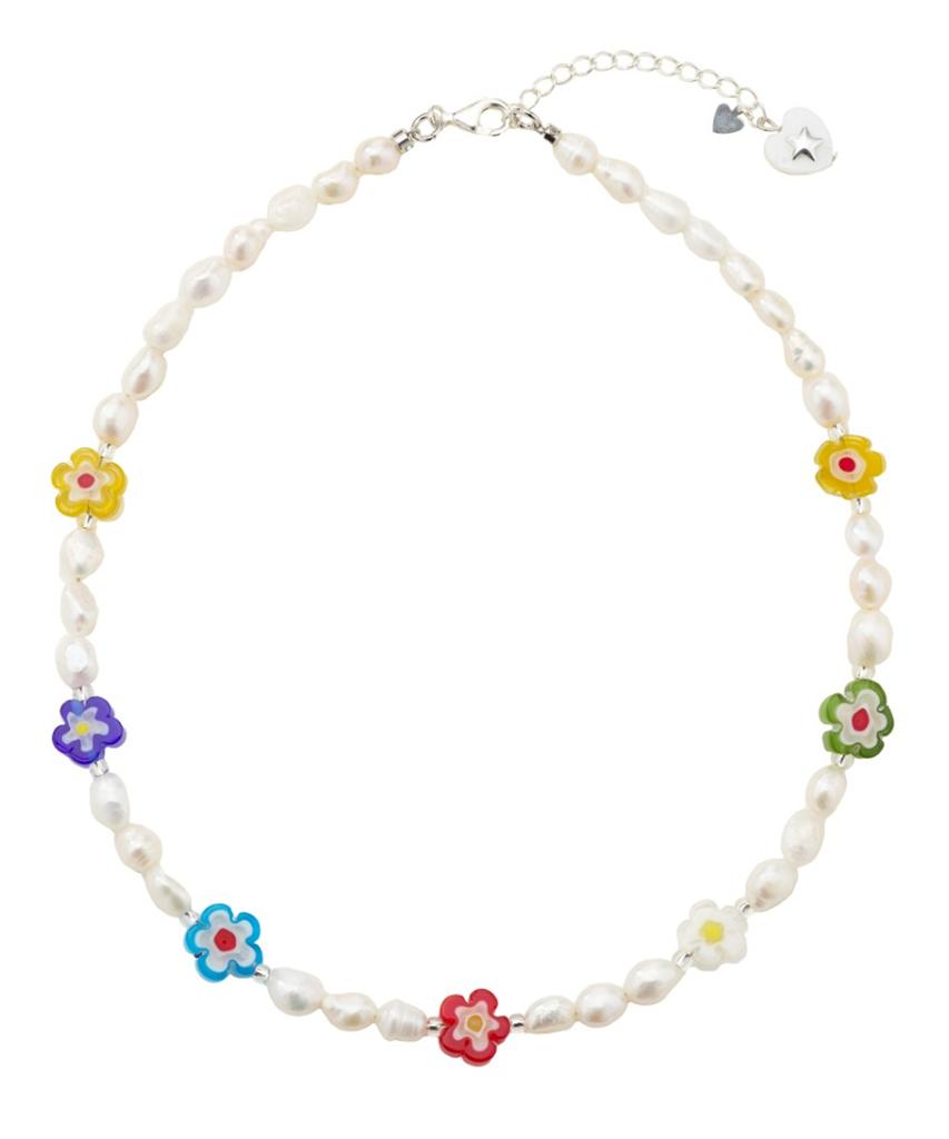 Findelise 925 Venetian Flower Freshwater Pearl Necklace