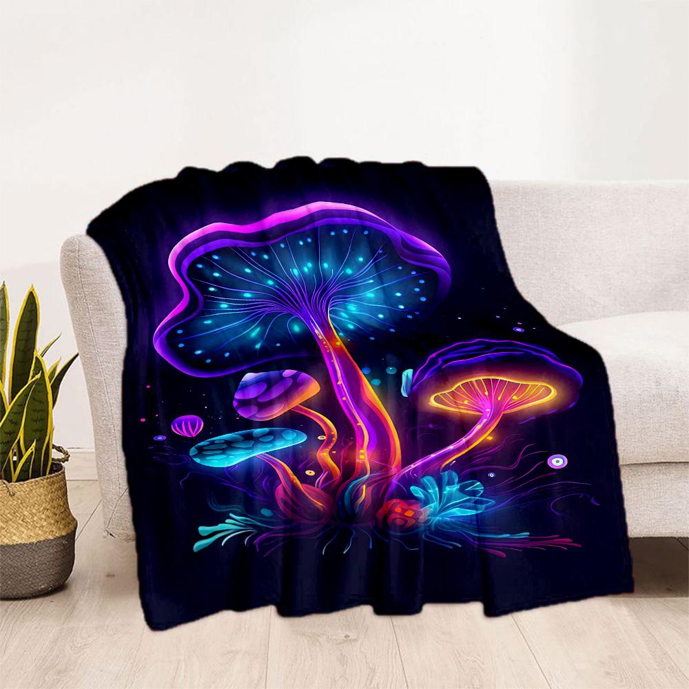1pc Psychedelic Mushroom Garden blanket Soft and Warm for Sofa Office Camping Travel Livingroom Great Gift for Friends and Family Comfortable
