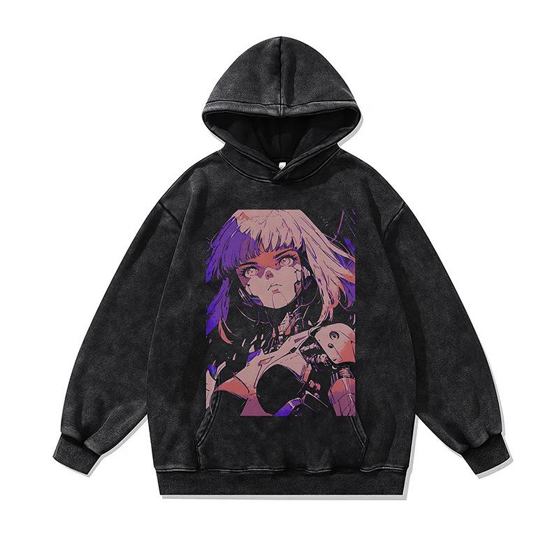 Американская ретро мультяшная толстовка с прямой печатью для мужчин и женщин, осенне-зимний оверсайз, стираный свитшот с капюшоном