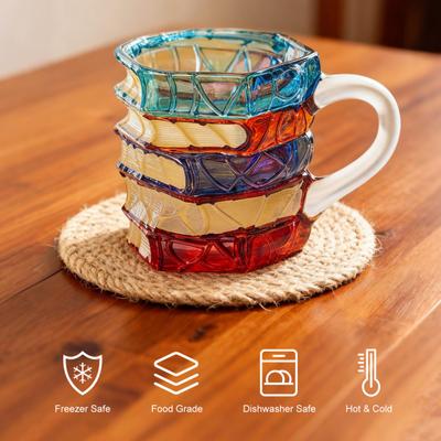 Расписанная вручную кружка-книга 3D стеклянный дизайн новинка штабелированные книги кофейная чашка литературный подарок для учителей и книголюбов