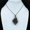 Ammonite Fossil & Black Onyx 999 Copper Wire Wrapped Pendant, Handmade Gemstone Jewelry Pendant For Memorial Day