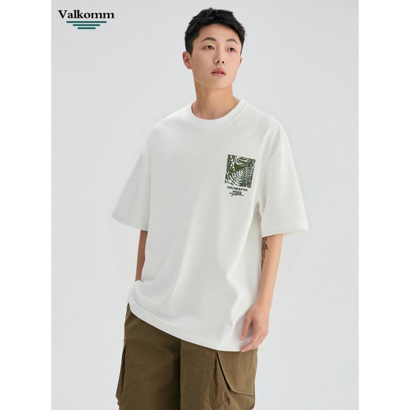 Летняя новая хлопковая футболка мужская модный бренд персонализированный растительный узор свободная короткорукавная футболка чистый хлопок дышащая