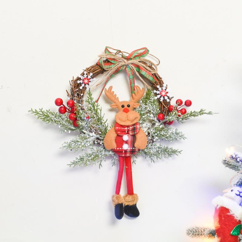 New Christmas Vine and Dry Branch Wreath - Elegant Door and Window Hanging Ornament for Mall, Hotel, and Shop Decoration.