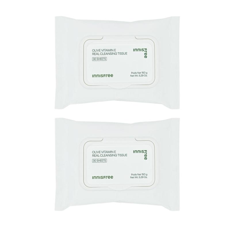 Innisfree Olive Vitamin E Real Cleansing Tissue 30 Sheets | Nourishing Makeup Remover Wipes with Olive Oil