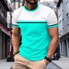 Летний топ с круглым вырезом, 3D-принтом в полоску и цветовым блоком, модная повседневная мужская футболка с коротким рукавом