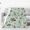 Sea Otters Blanket Cute Animal Travelling Flannel Throw Blanket Warm Soft Living Room Customized Bedspread Gift
