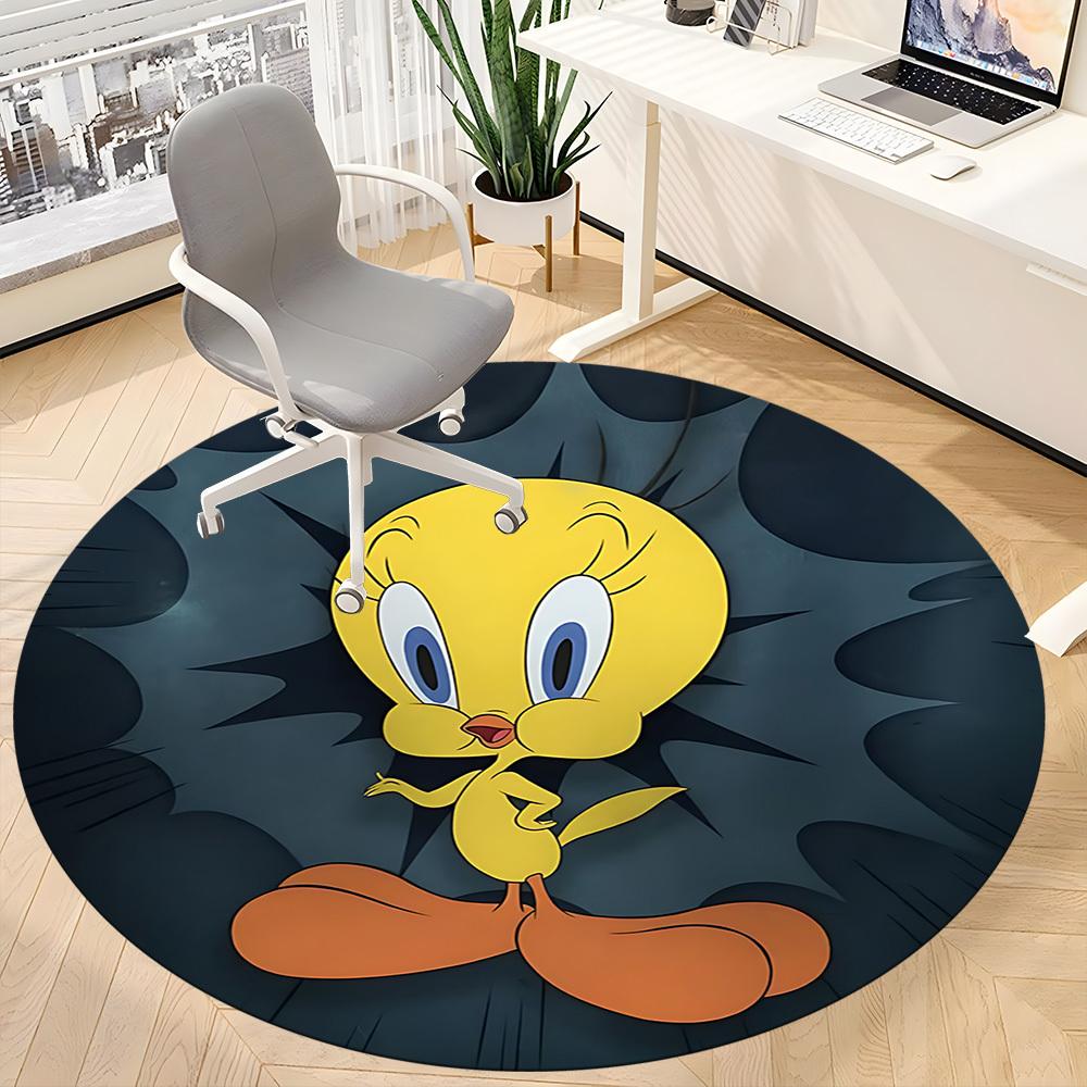 1PC Looney Tunes Tweety Office Round Area Rug, Indoor Mat Suitable For Office, Under Office Chairs Bedroom Living Room Home Decor, Room Deco110