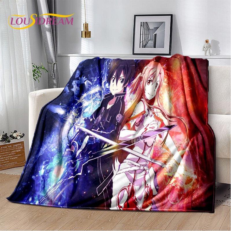 Мягкое плюшевое одеяло с героями мультфильмов «Sword Art Online SAO», фланелевое одеяло для гостиной, спальни, кровати, дивана, пикника, детей