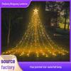 LED Solar Christmas Star Waterfall Tree Lights with Remote Control for Outdoor Courtyards