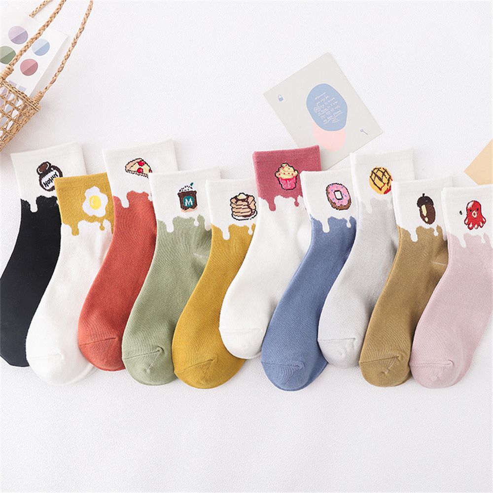 Unisex Women Cute Food Pancake Donut Funny Coffee Long Sock Cotton Socks Casual Winter Sock