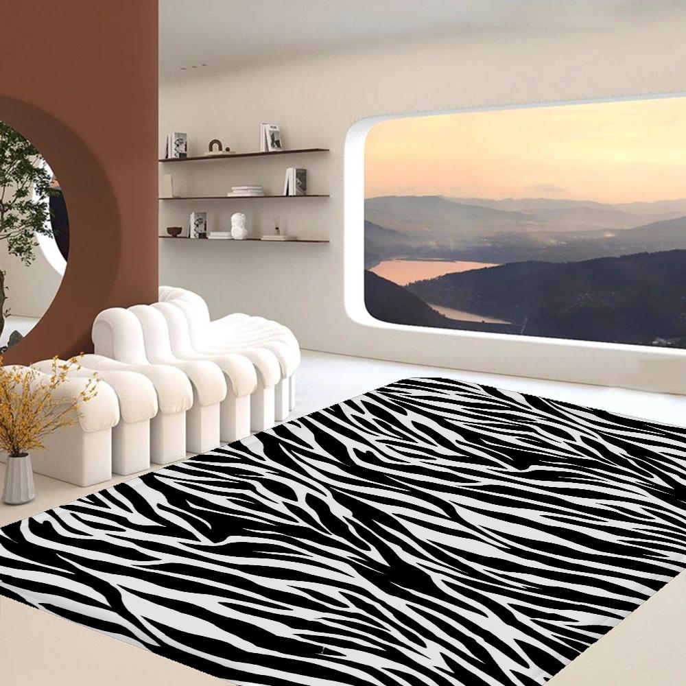 Zebra-stripe Floor Mat Bathroom Mat Kids Room Bedroom Decoration Balcony Anti-Slip Doormat Living Room Bedside Area Rugs