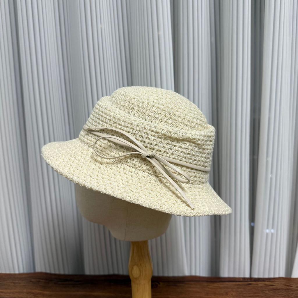 Sweet leather rope strap top hat women's summer new seaside vacation beach sunscreen sunshade small hat