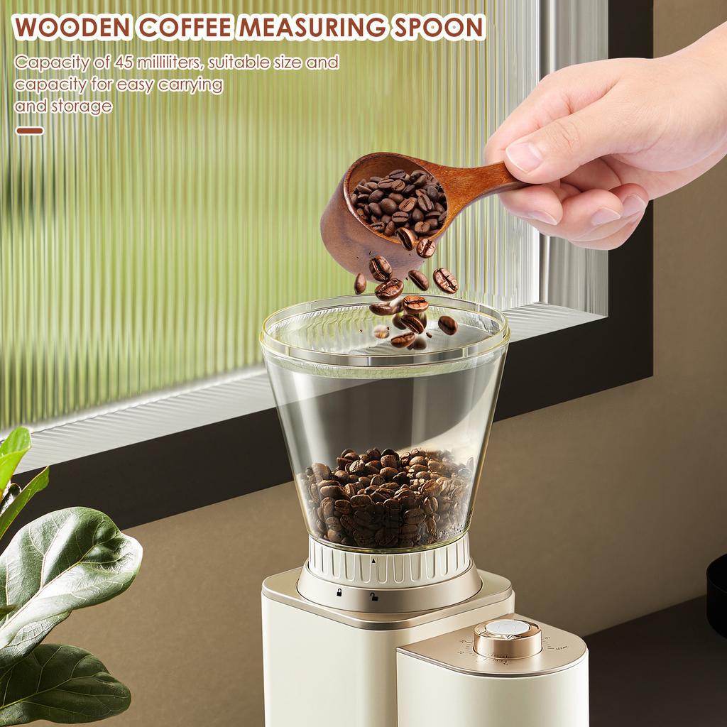 4Pcs Coffee Scoops 15/45ml Stainless Steel or Wood Measuring Spoon Reusable Coffee Beans Flour Measuring Spoons for Home Kitchen