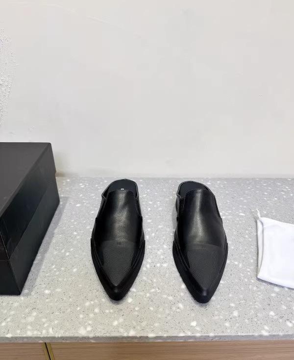 2025 Spring New Niche Pointed Head Bag Head Casual Half Slippers Women's Old Flat Baseplate Shoes Lazy Drag White Shoes