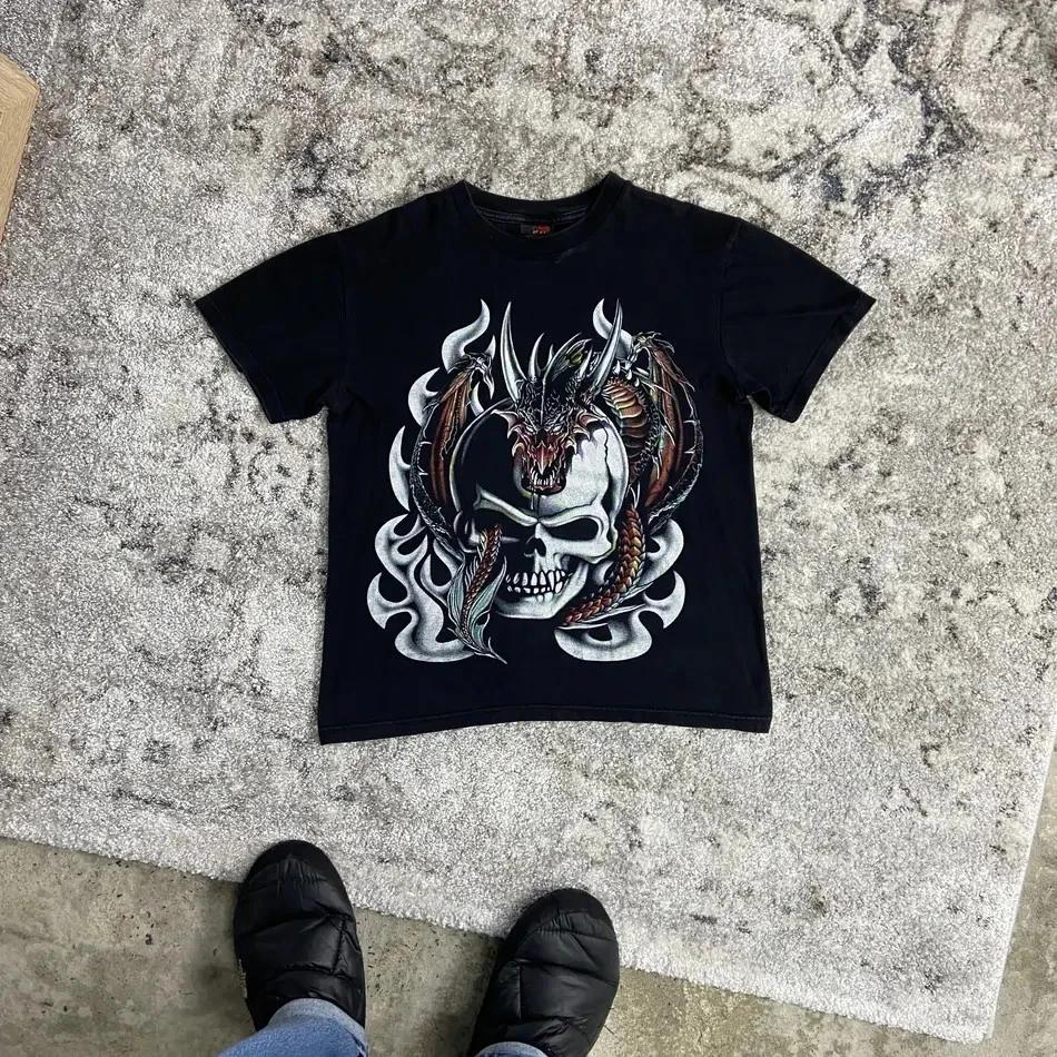 2000s THUNDER VINTAGE SKULL DRAGON TRIBAL GRAPHIC RARE BOXY TEE