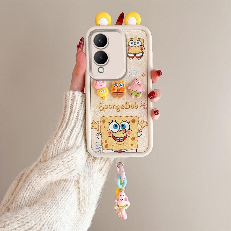 KEYSION Милый чехол с 3D-мультяшным изображением уха для VIVO Y17S с браслетом, мягкий силиконовый противоударный чехол для телефона VIVO Y17S 4G