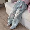Girls' Denim Wide Leg Pants Children's Jeans Thin Straight Leg Pants High Waisted Pants
