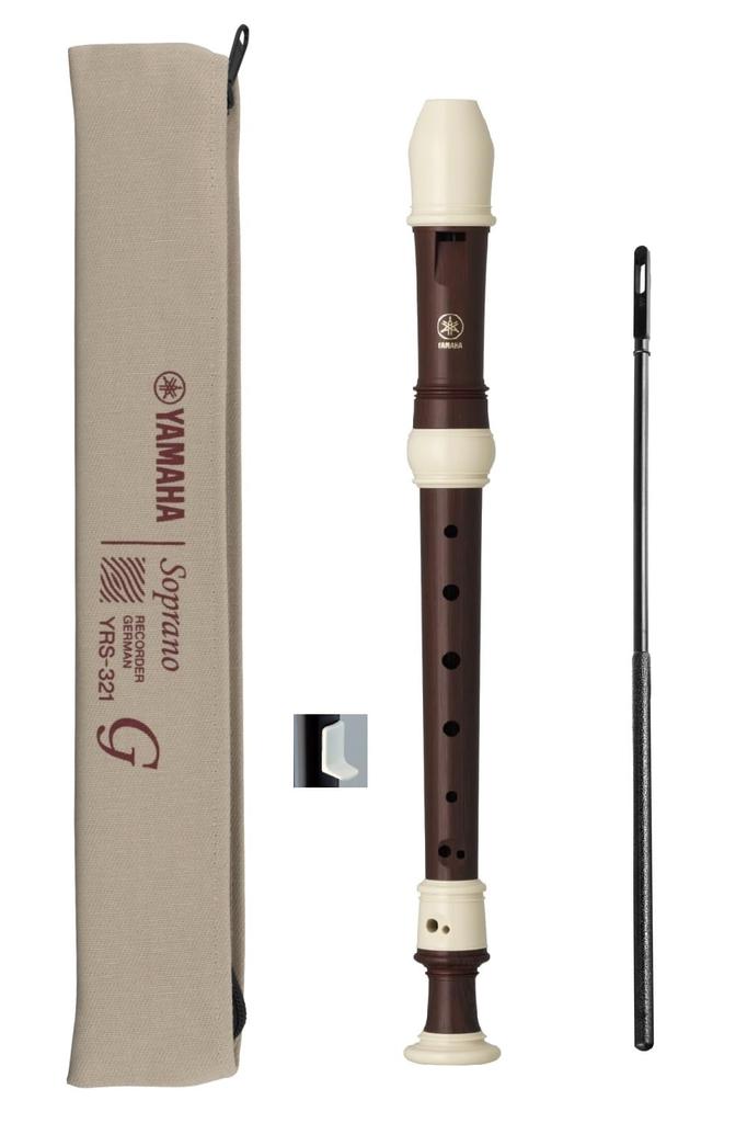YAMAHA Soprano Recorder German Rosewood Style Finger Holder Cleaning Stick Recorder Cream Cloth Case Fingering Chart Made of ABS Resin YRS-321