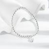 Minimalist S925 Silver Stretch Bracelet For Women With Square Smile Face And Heart Beads Elegant Simple Jewelry Gift