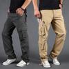 Мужские уличные брюки карго свободного кроя с несколькими карманами - Большой размер, хлопок, прямой крой