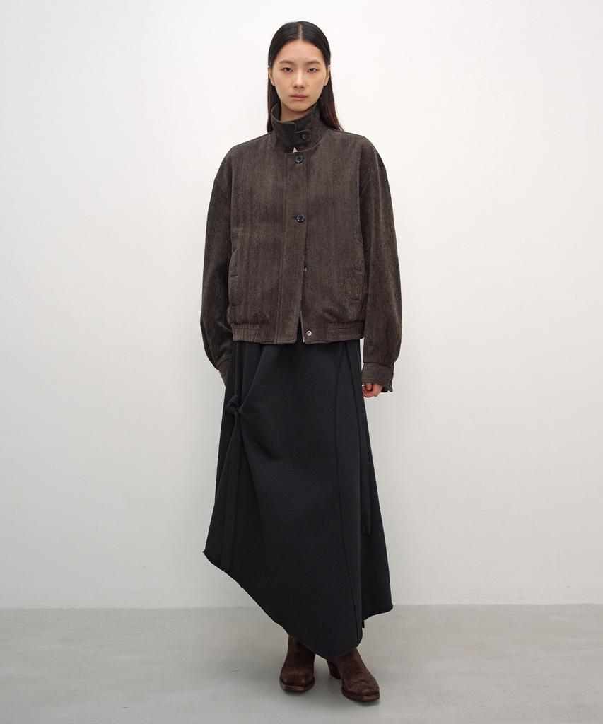 INSILENCE WOMEN Herringbone Velvet Blouson Brown