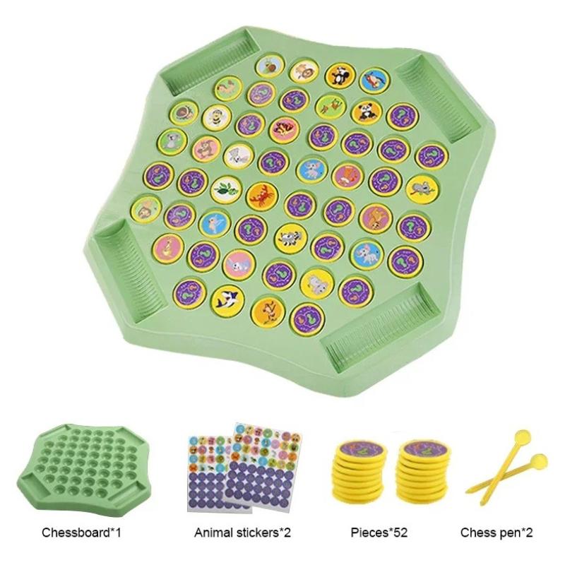 Flip Chess Memory Game Animal Fruit Cognitive Learning Toy For Kids Logic Observation Training 2-4 Player Family Battle Game