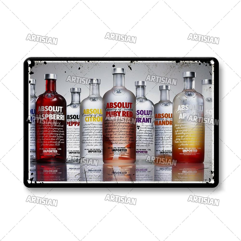 Водка Металлические Таблички Декоративная Тарелка Вино Металлическая Жестяная Табличка Ретро Металлический Постер Алкоголь Настенная Тарелка Домашний Бар Студия Индустриальный Декор