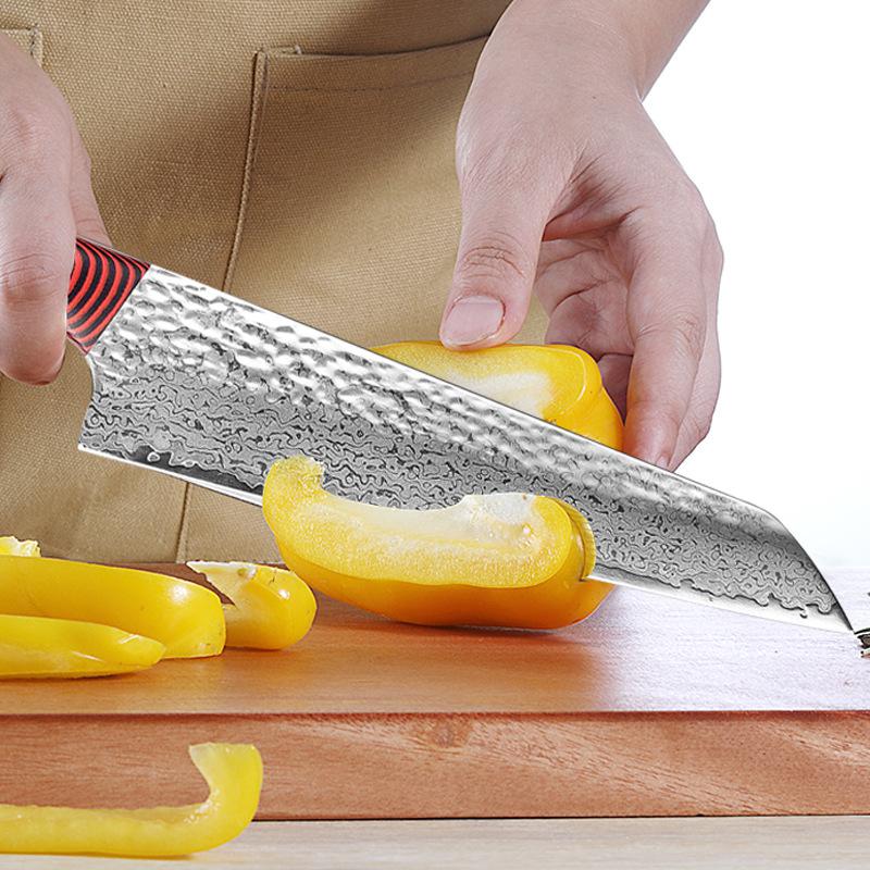 Нож шеф-повара из дамасской стали с ручкой G10, кухонный нож, Кливер, резак для нарезки ломтиками, японские ножи для суши, рыбы