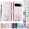 Cute Cat Luxury Painted Leather Case Wallet Book Style Cover for Google Pixel 5,5a 5G /6,6a,6 Pro/ 7,7a,7 Pro/ 8,8a,8 Pro /9,9 Pro,9 Pro XL