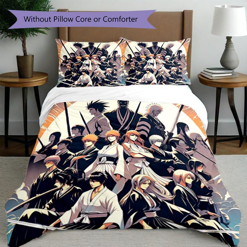 3pcs Duvet Cover Set (1*Duvet Cover + 2*Pillowcase, Without Core), BLEACH Print Bedding Set, Bedroom Decor, All‑Season, Birthday Gift