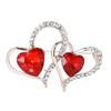 Trendy Rhinestones Double Heart Brooches for Women and Men Valentines Day Party Accessories Gifts Daily Casual Wear