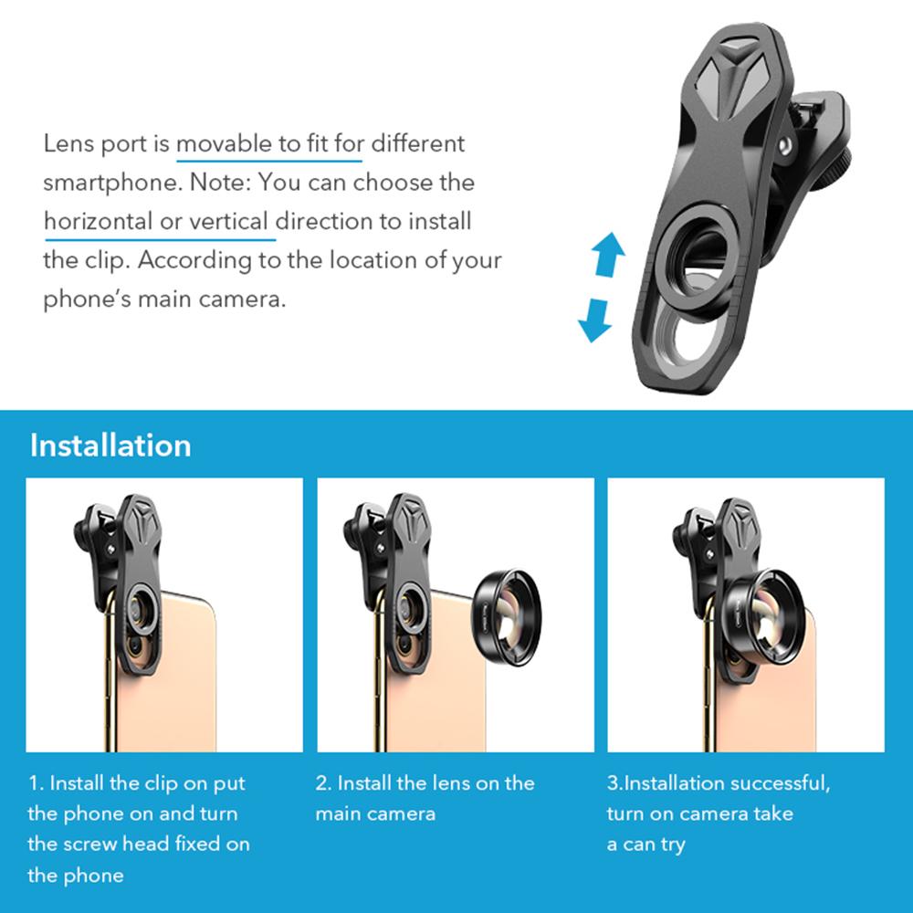 APEXEL APL-HB100mm Universal Smartphone Macro Lens 4K HD Phone Camera Lens No Distortion Blurry