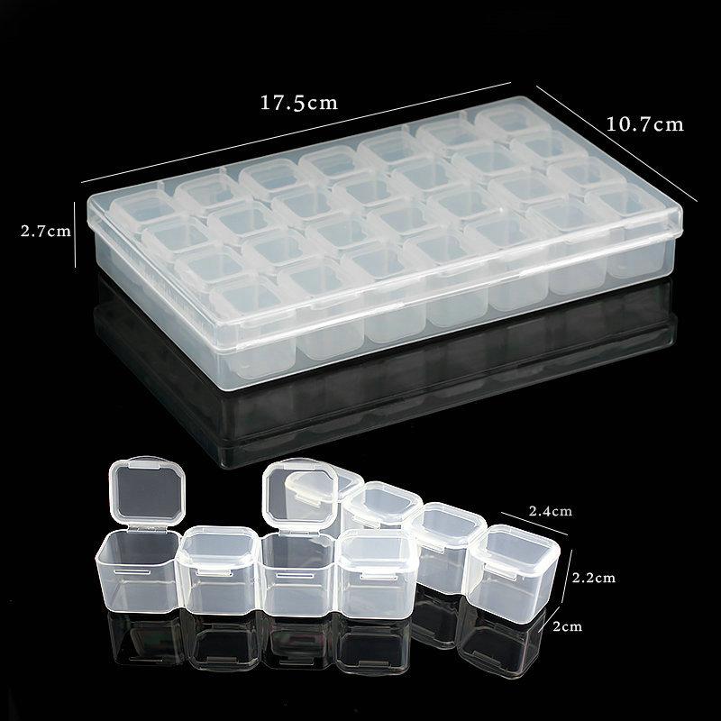 17.5x10.7x2.7CM Прямоугольный 28 Отделений Пластиковый Контейнер для Хранения Украшений, Страз, Бусин, Таблеток, Серёг, Кейс-Контейнер