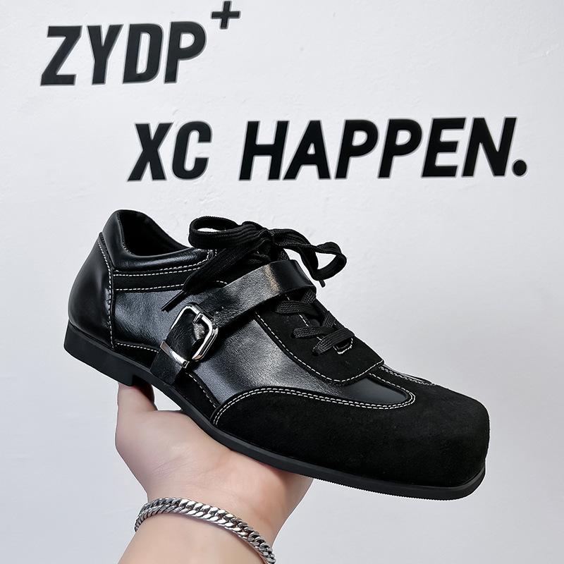 Туфли дерби мужские кожаные туфли кожаные низкие ботинки Martin простые толстые подошвы черные туфли для повседневного ношения 14707-A